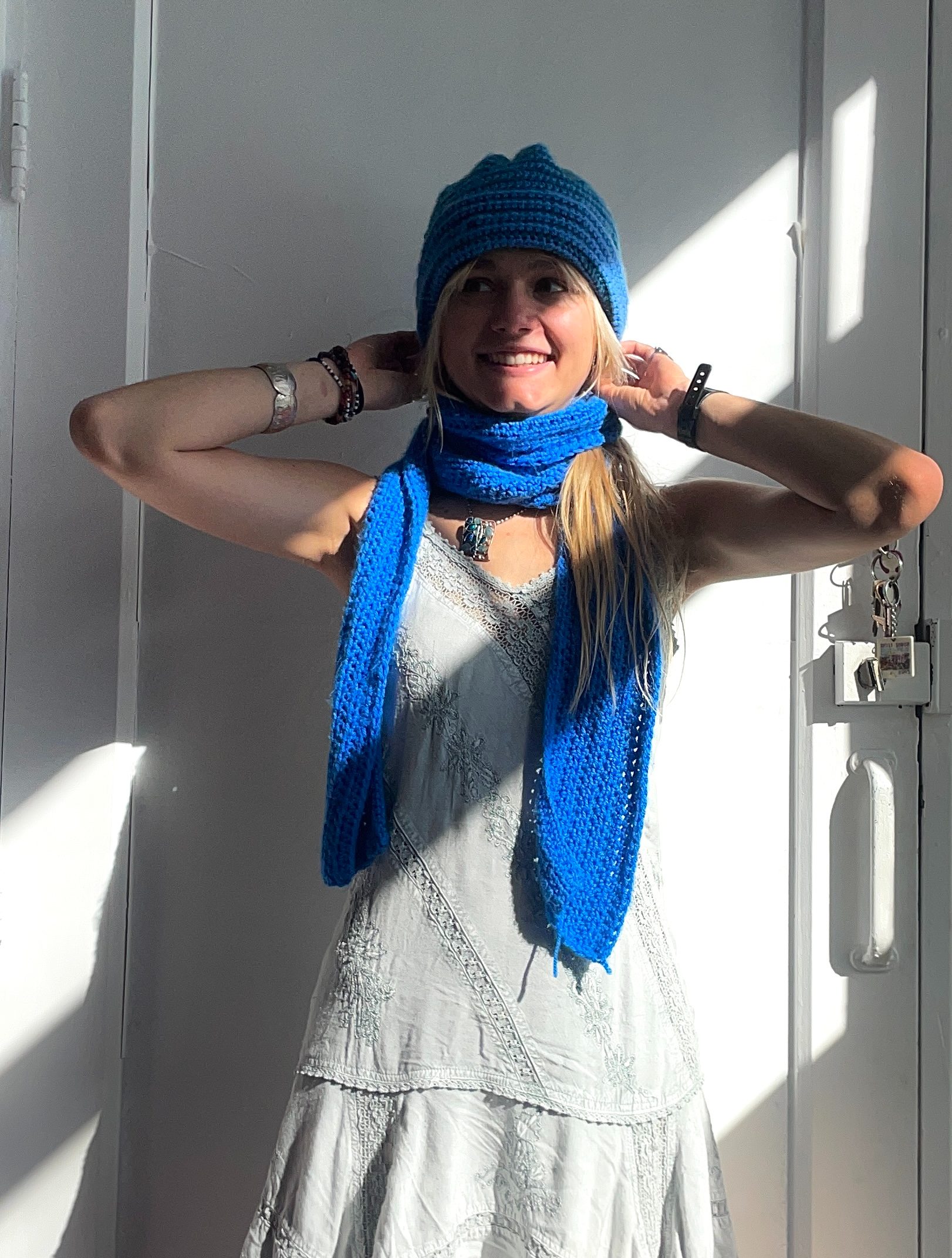Blauw gestreept