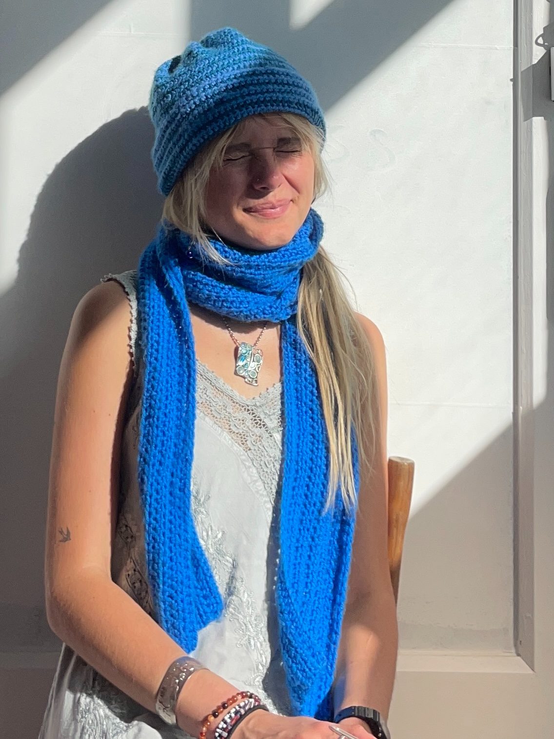 Blauw gestreept