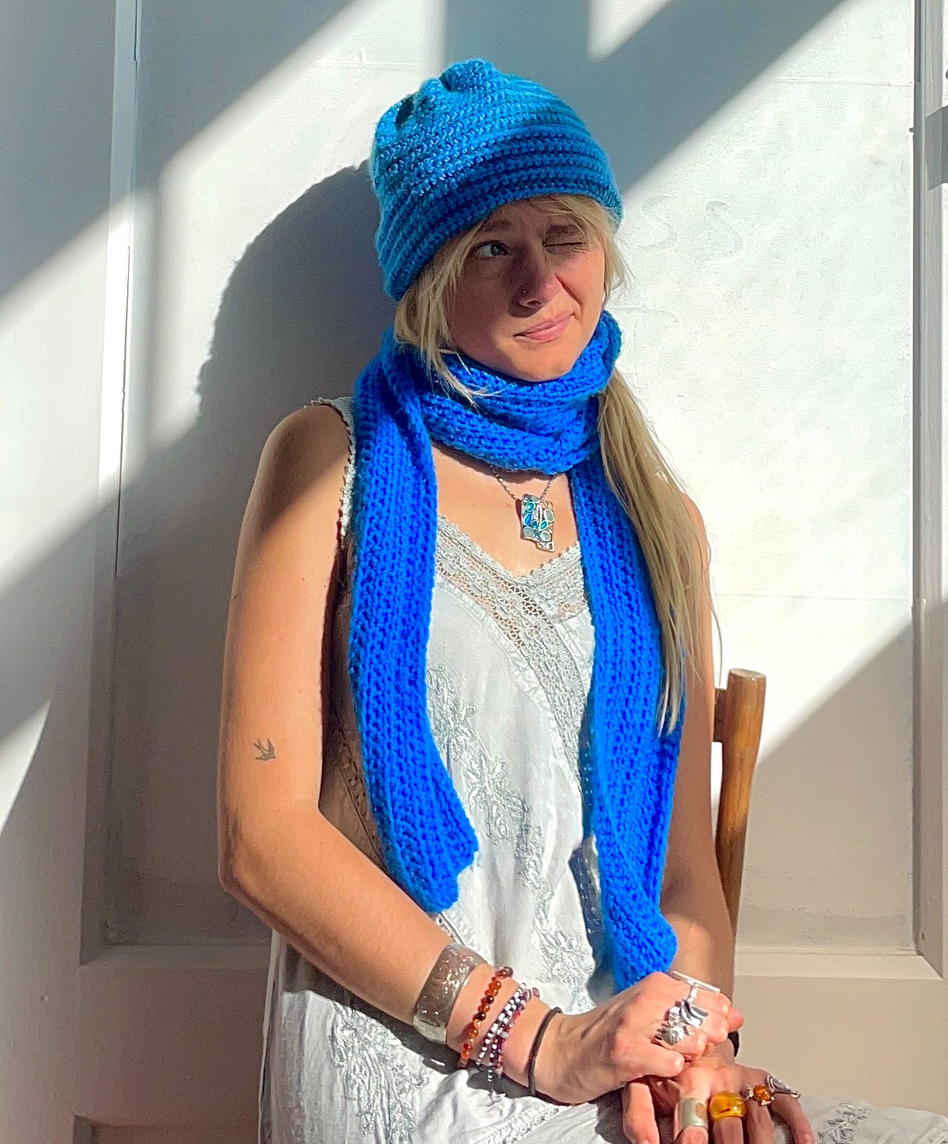 Blauw gestreept